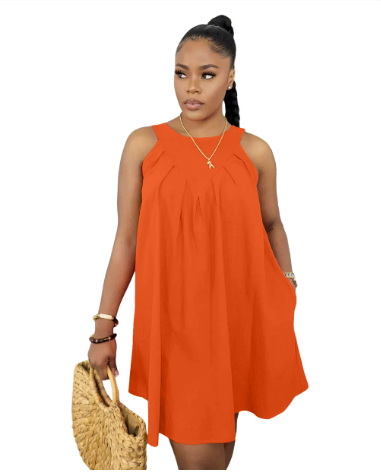 Sunset Whispers Pleated Mini Dress