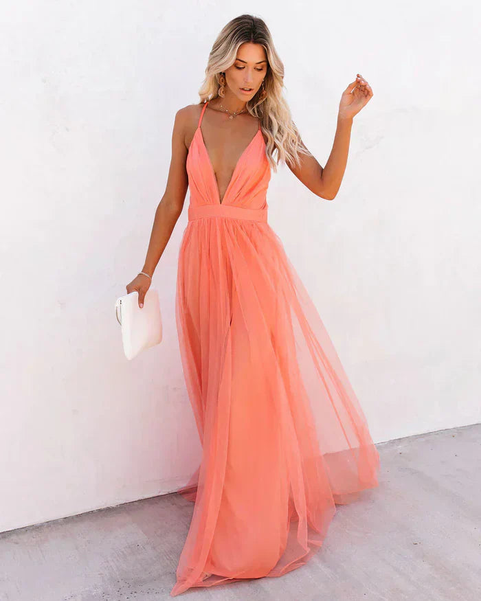 Sunset Whispers Plunge Formal Dress