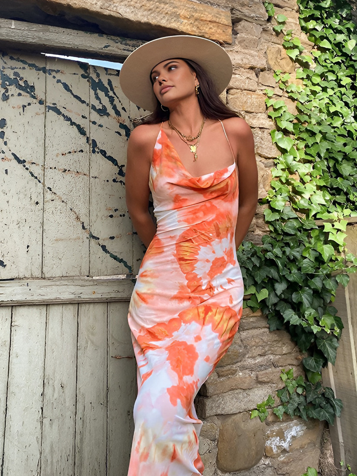 Sunset Whispers Ruched Maxi Dress