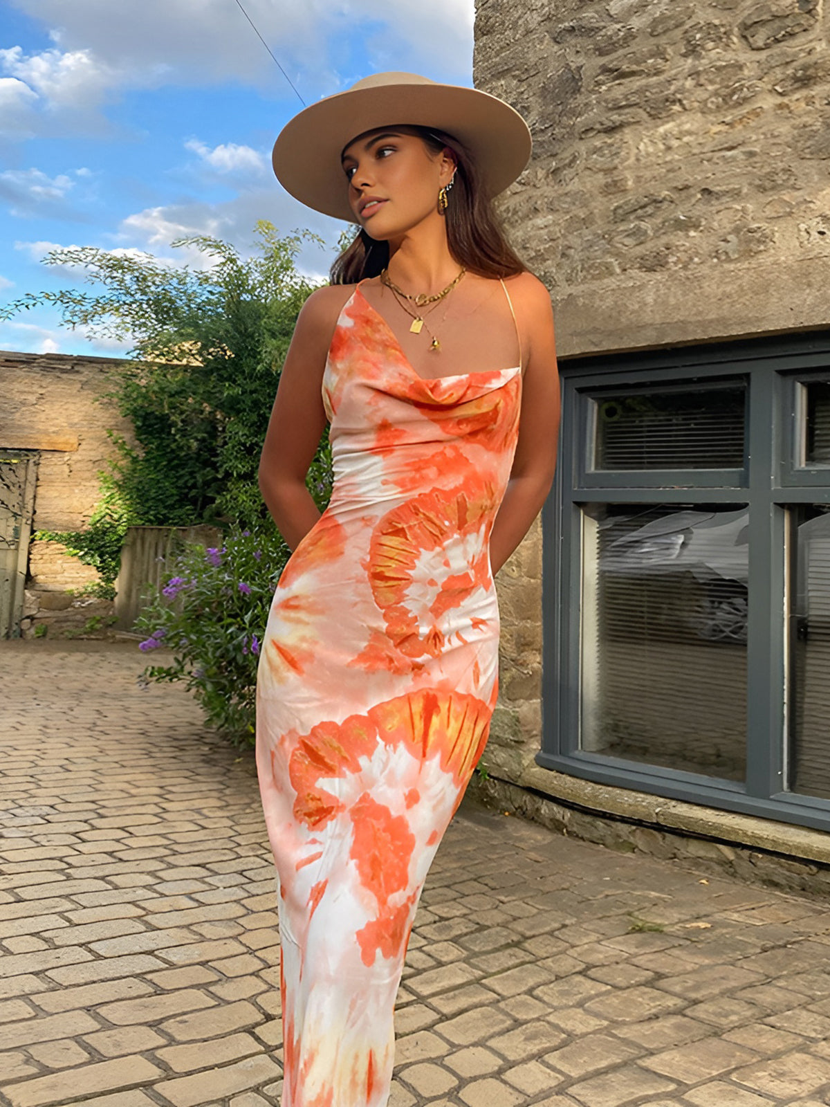 Sunset Whispers Ruched Maxi Dress