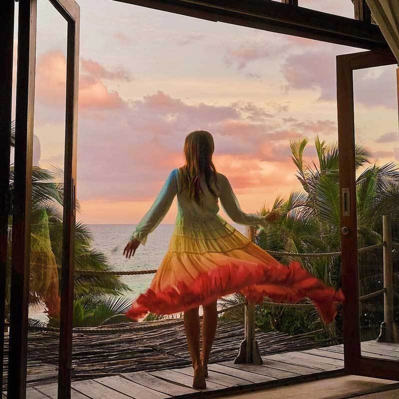 Sunset Whispers Ruffle Maxi Dress