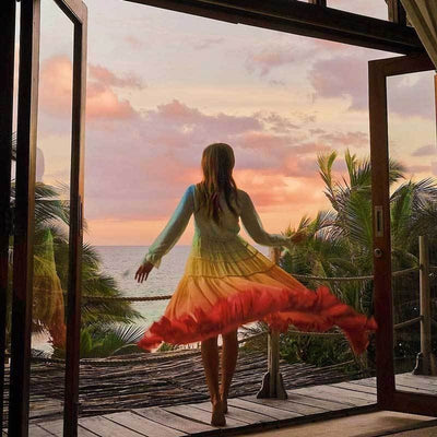 Sunset Whispers Ruffle Maxi Dress