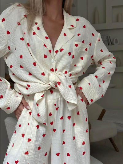 Sweet Whispers Heart Print Pyjama Set