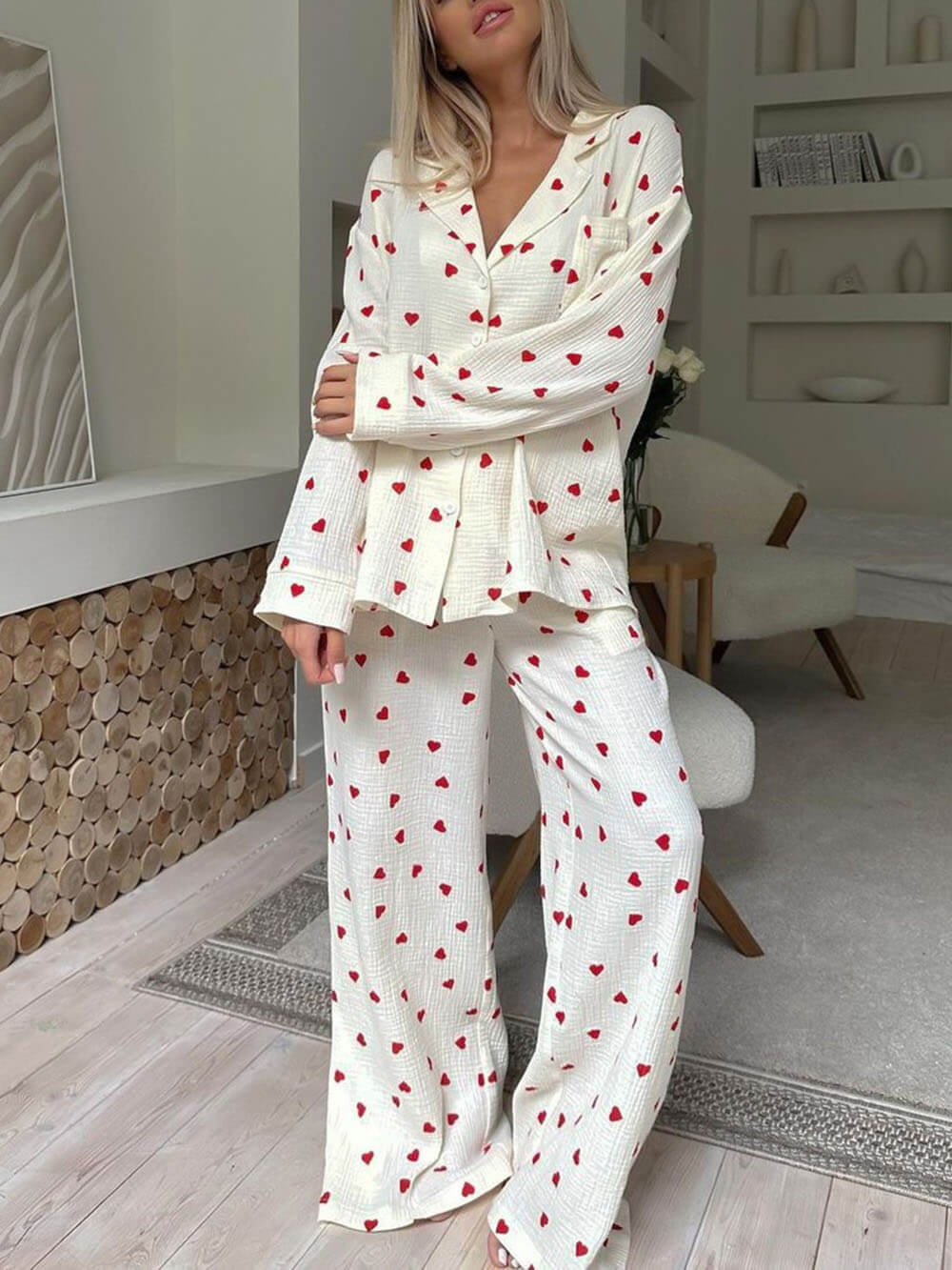 Sweet Whispers Heart Print Pyjama Set