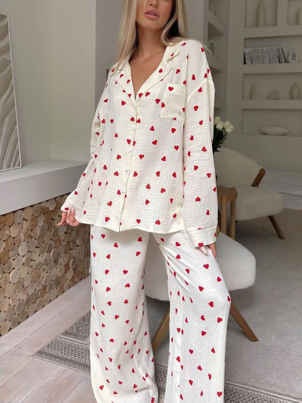 Sweet Whispers Heart Print Pyjama Set