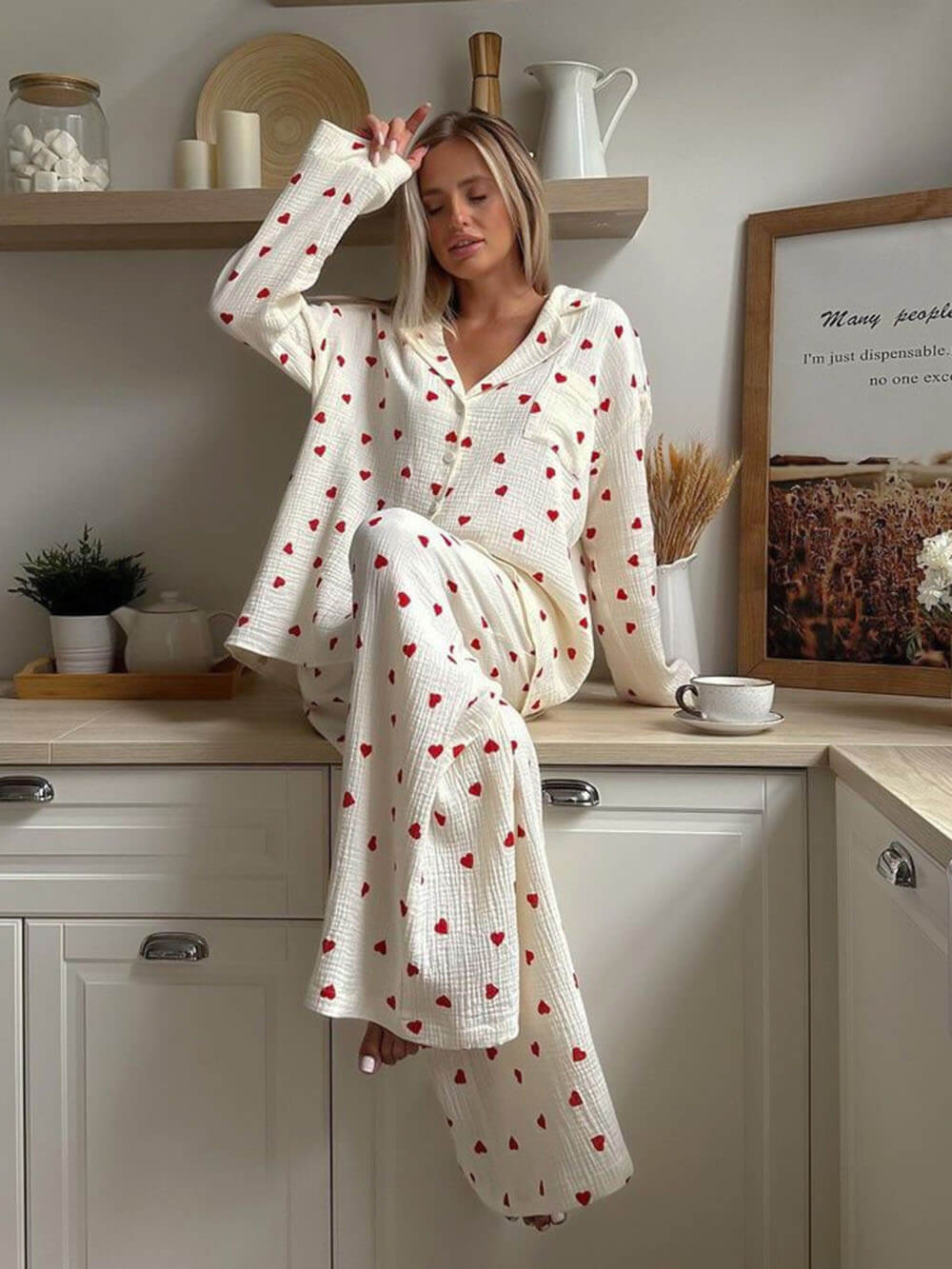 Sweet Whispers Heart Print Pyjama Set