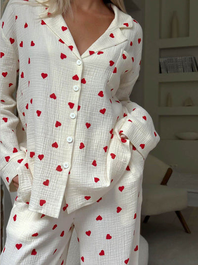 Sweet Whispers Heart Print Pyjama Set