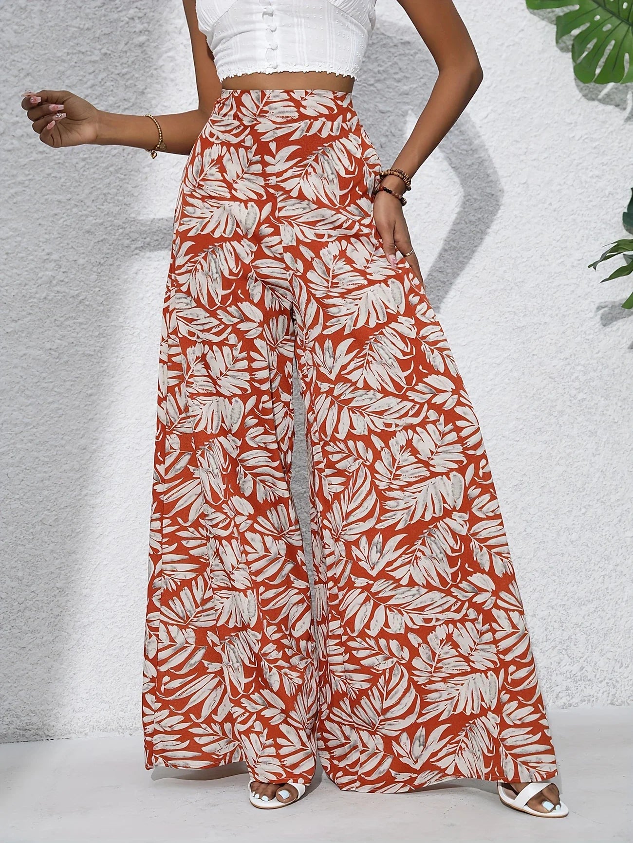 Tropical Muse High-Waist Palazzo Pants