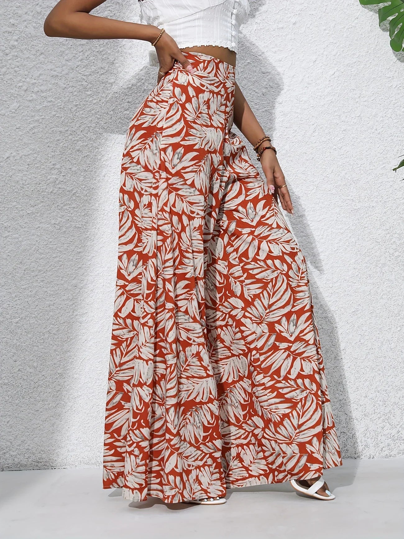 Tropical Muse High-Waist Palazzo Pants