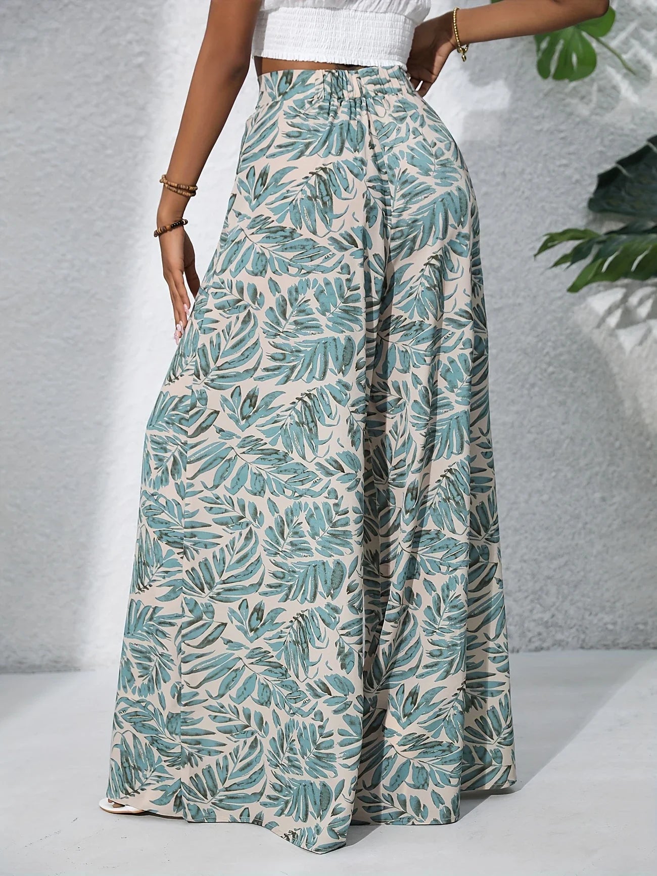 Tropical Muse High-Waist Palazzo Pants