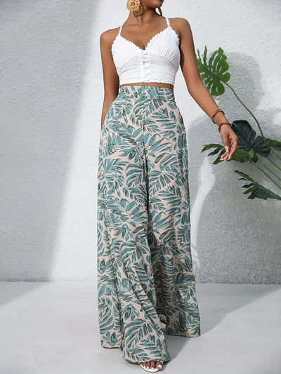 Tropical Muse High-Waist Palazzo Pants