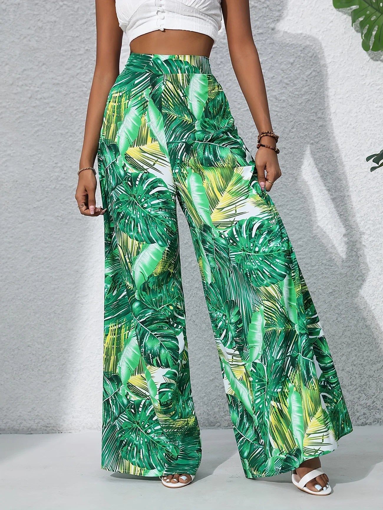 Tropical Muse High-Waist Palazzo Pants