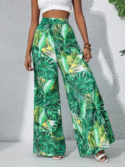 Tropical Muse High-Waist Palazzo Pants