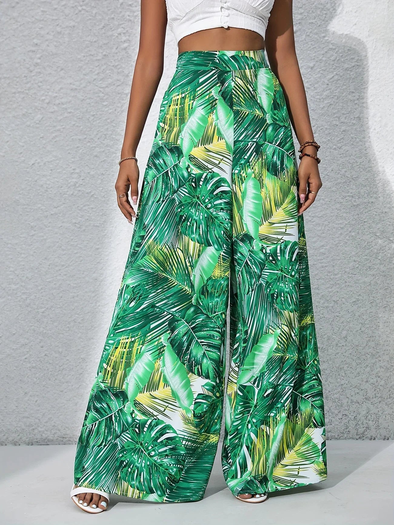 Tropical Muse High-Waist Palazzo Pants