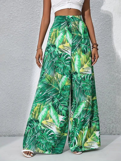 Tropical Muse High-Waist Palazzo Pants