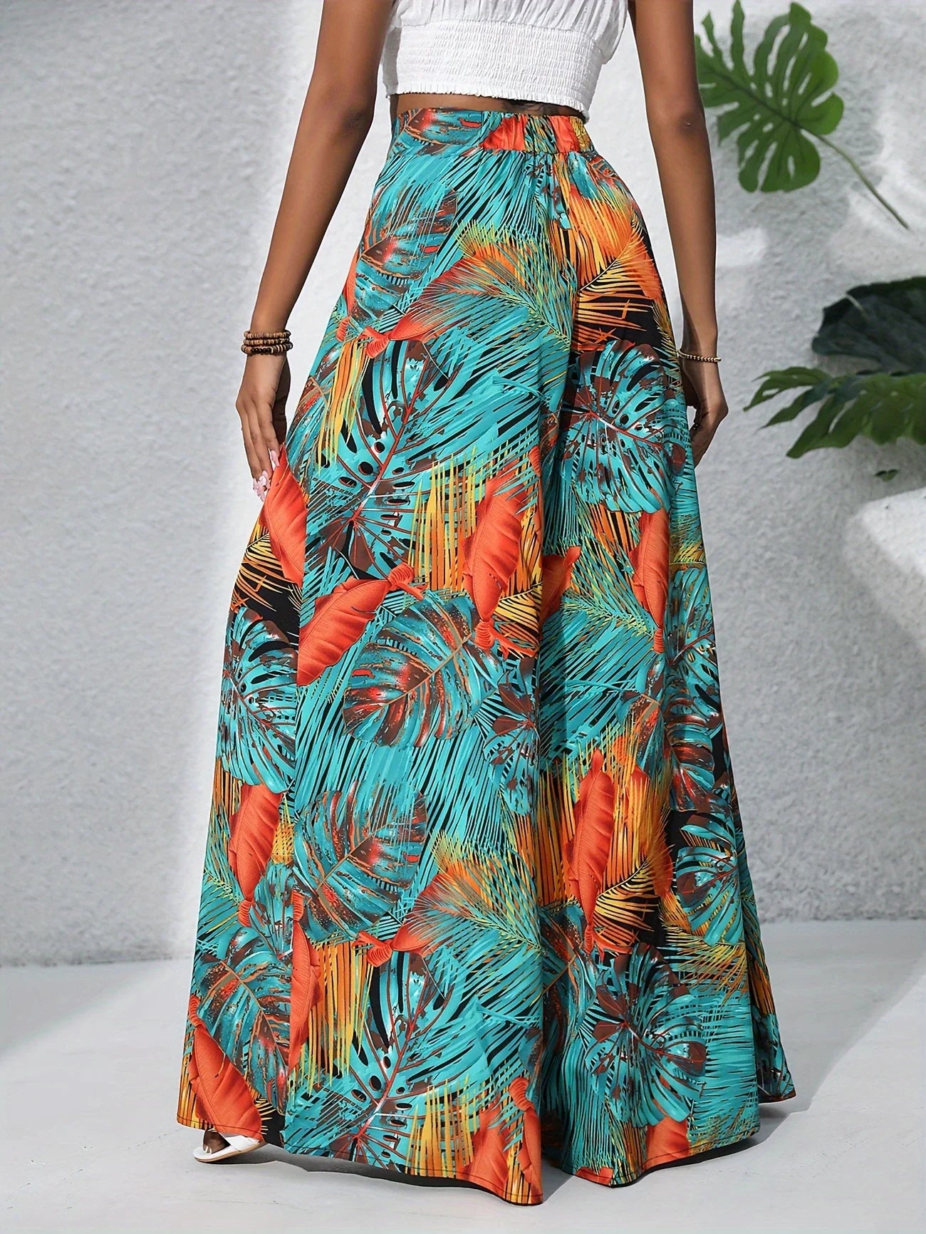 Tropical Muse High-Waist Palazzo Pants