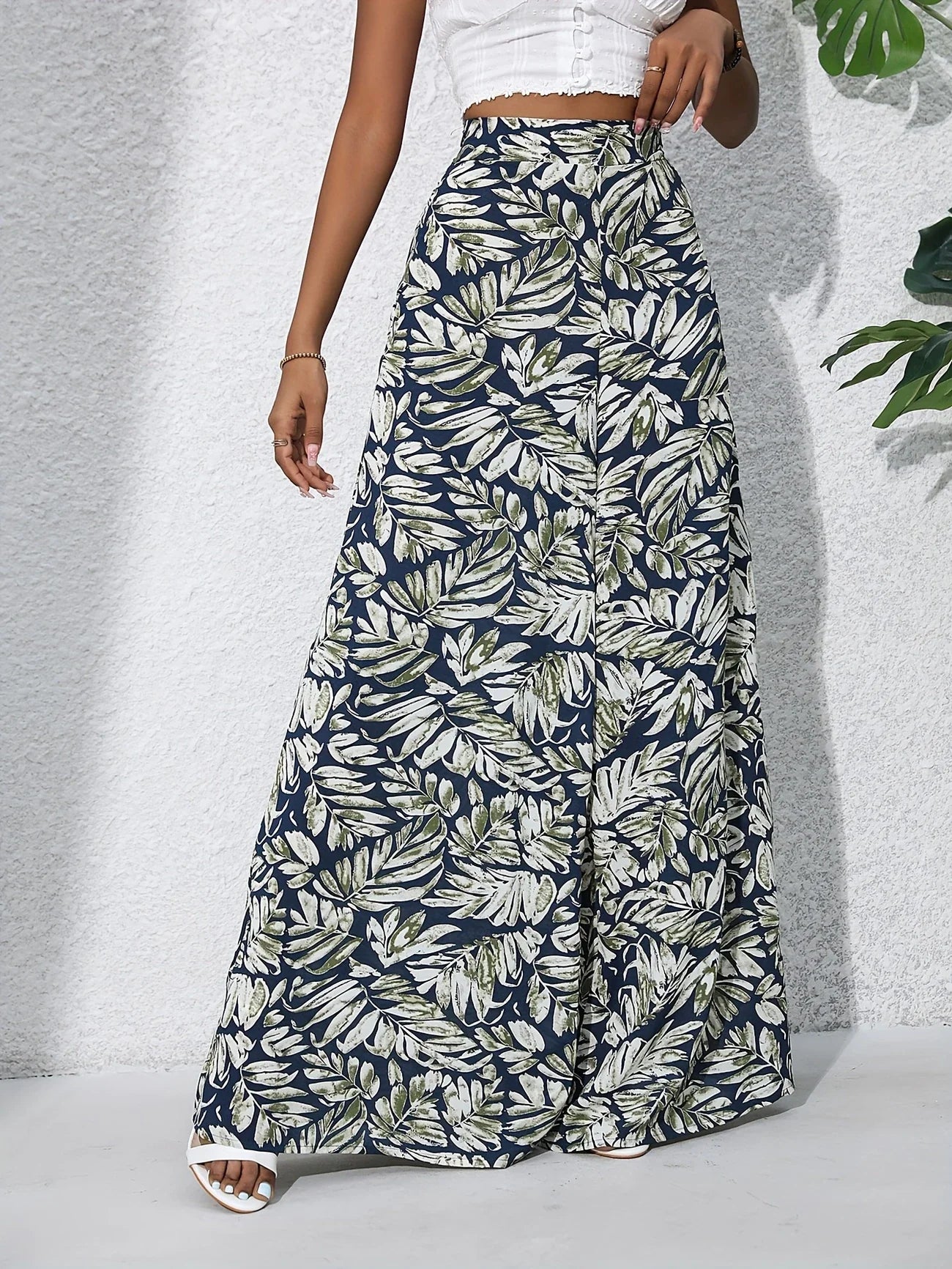 Tropical Muse High-Waist Palazzo Pants