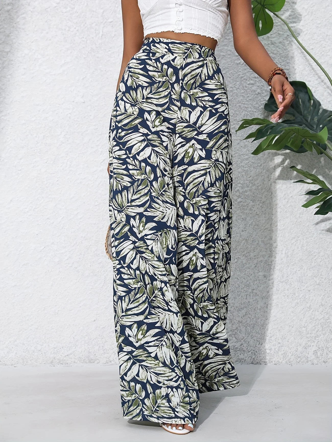 Tropical Muse High-Waist Palazzo Pants