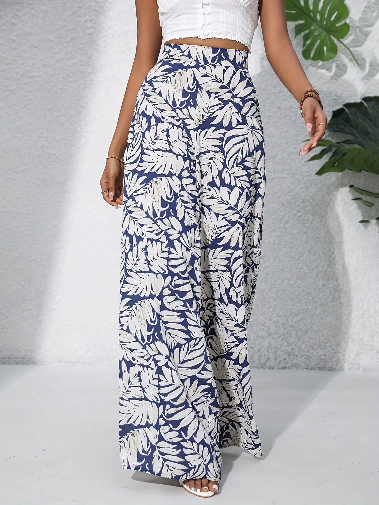 Tropical Muse High-Waist Palazzo Pants
