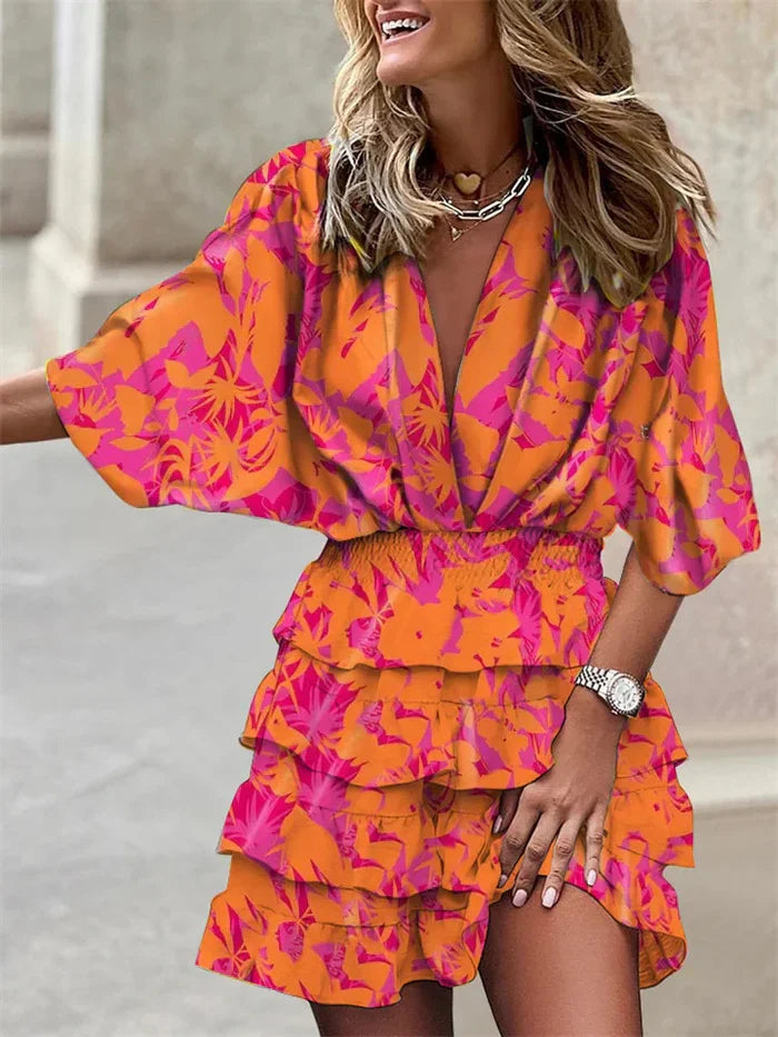 Tropical Muse Ruffle-Layered Mini Dress