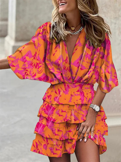 Tropical Muse Ruffle-Layered Mini Dress