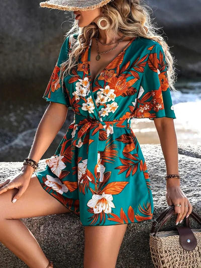 Tropical Whimsy Wrap Playsuit