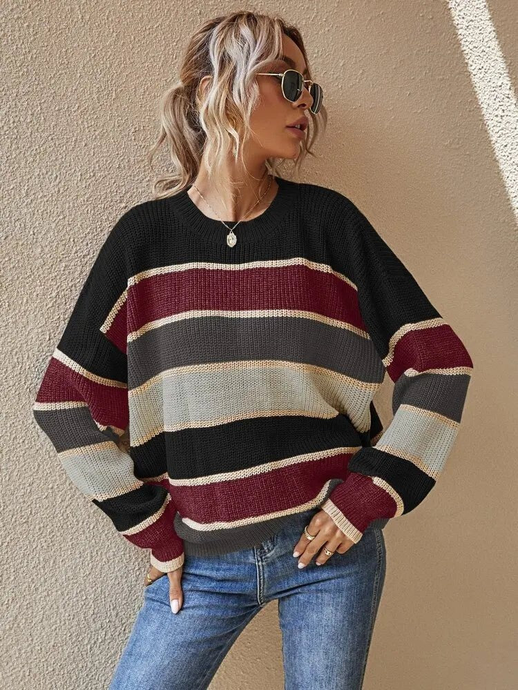 Chic Striped Knit Sweater