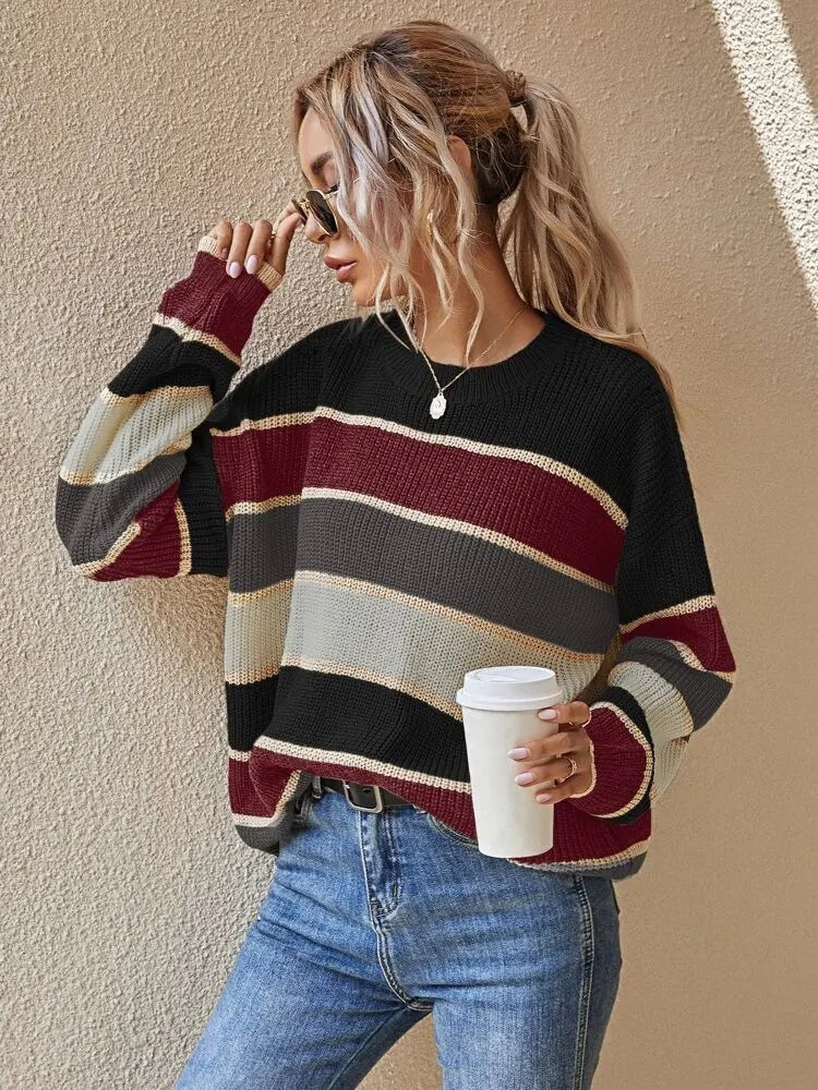 Chic Striped Knit Sweater