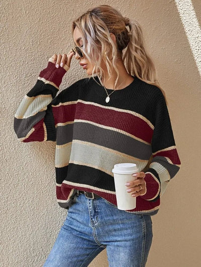 Chic Striped Knit Sweater