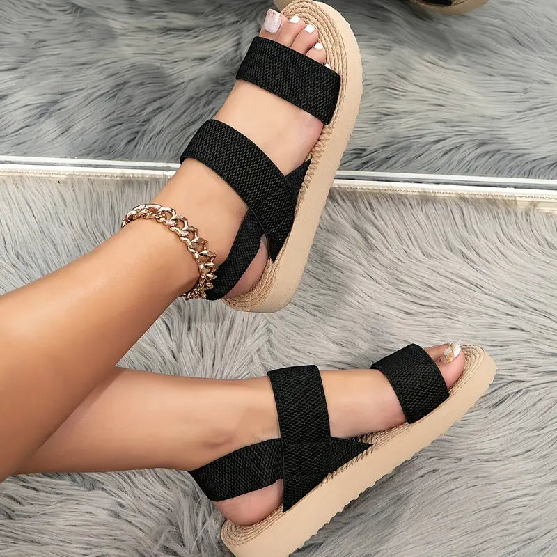 Urban Ease Double-Strap Platform Sandals