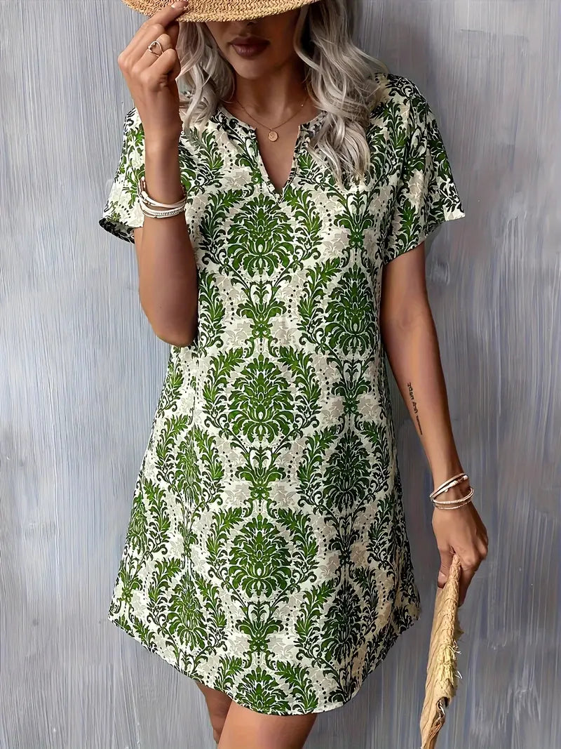 Verdant Muse Baroque Print Mini Dress