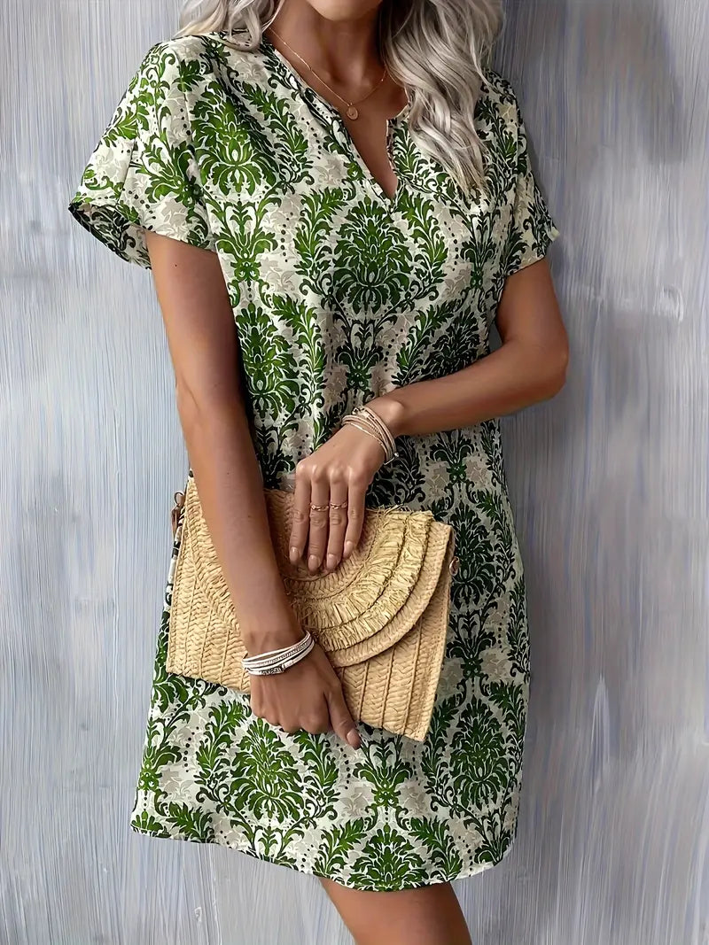 Verdant Muse Baroque Print Mini Dress