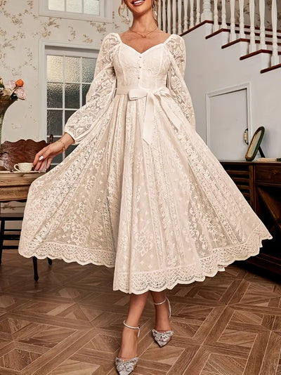 Vintage Grace Lace Midi Dress