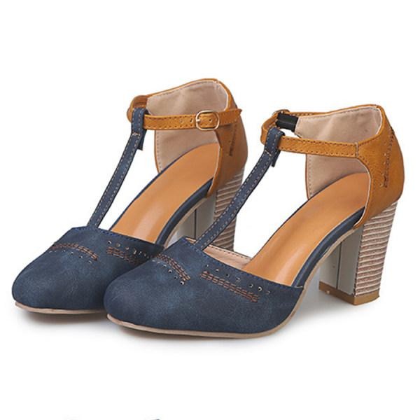 Classic T-Strap Block Heels with Vintage Charm