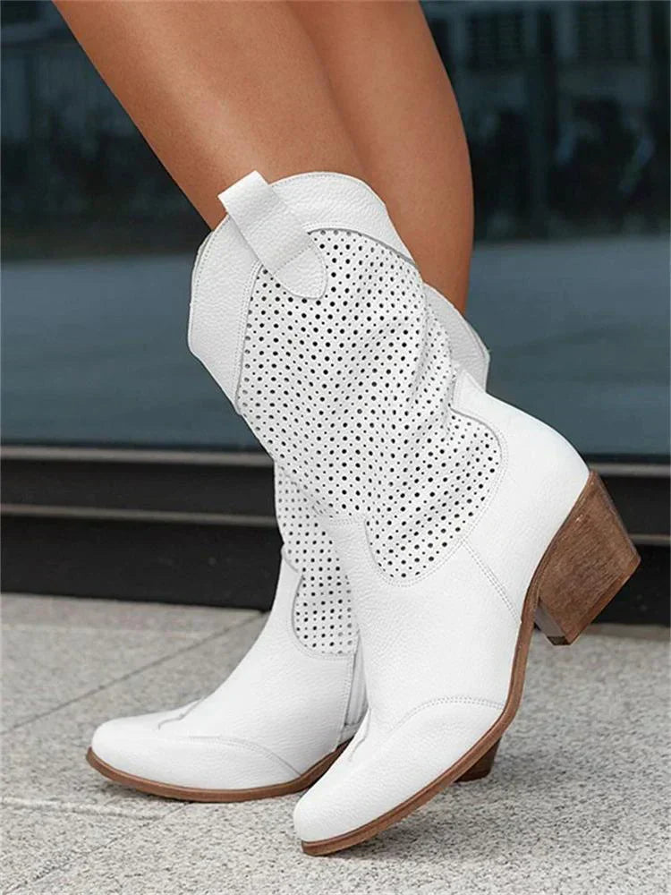 Western-Inspired Cutout Mid-Calf Boots