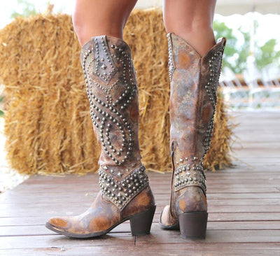 Studded Knee Boots with Western Flair