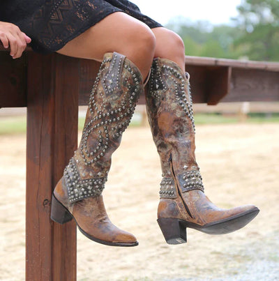 Studded Knee Boots with Western Flair