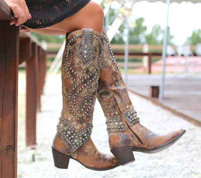 Studded Knee Boots with Western Flair