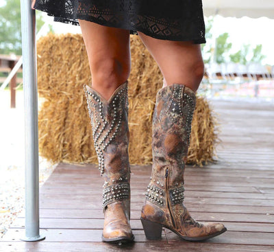 Studded Knee Boots with Western Flair