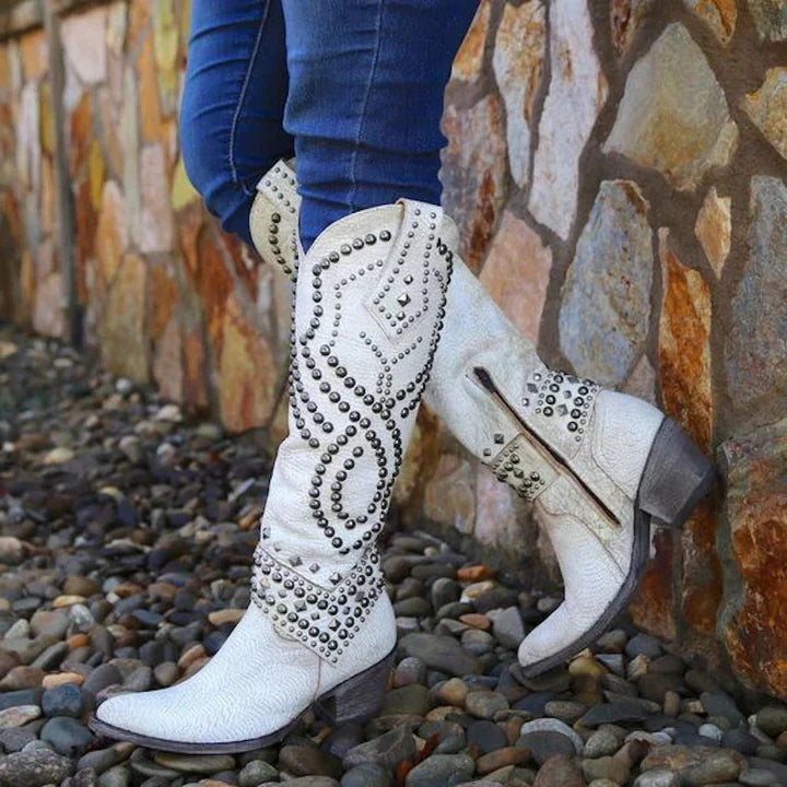 Studded Knee Boots with Western Flair