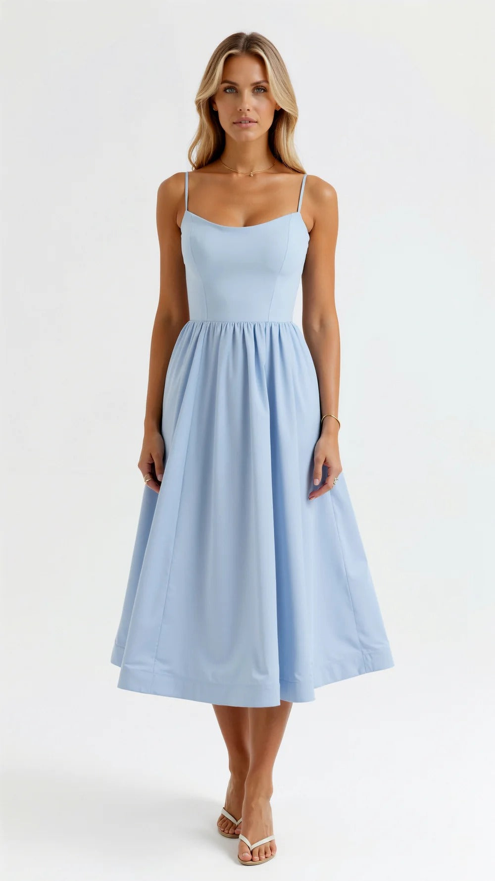 Whimsical Grace Pleated Midi Dress