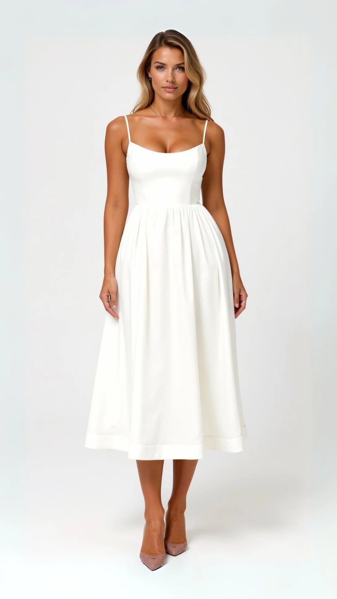 Whimsical Grace Pleated Midi Dress