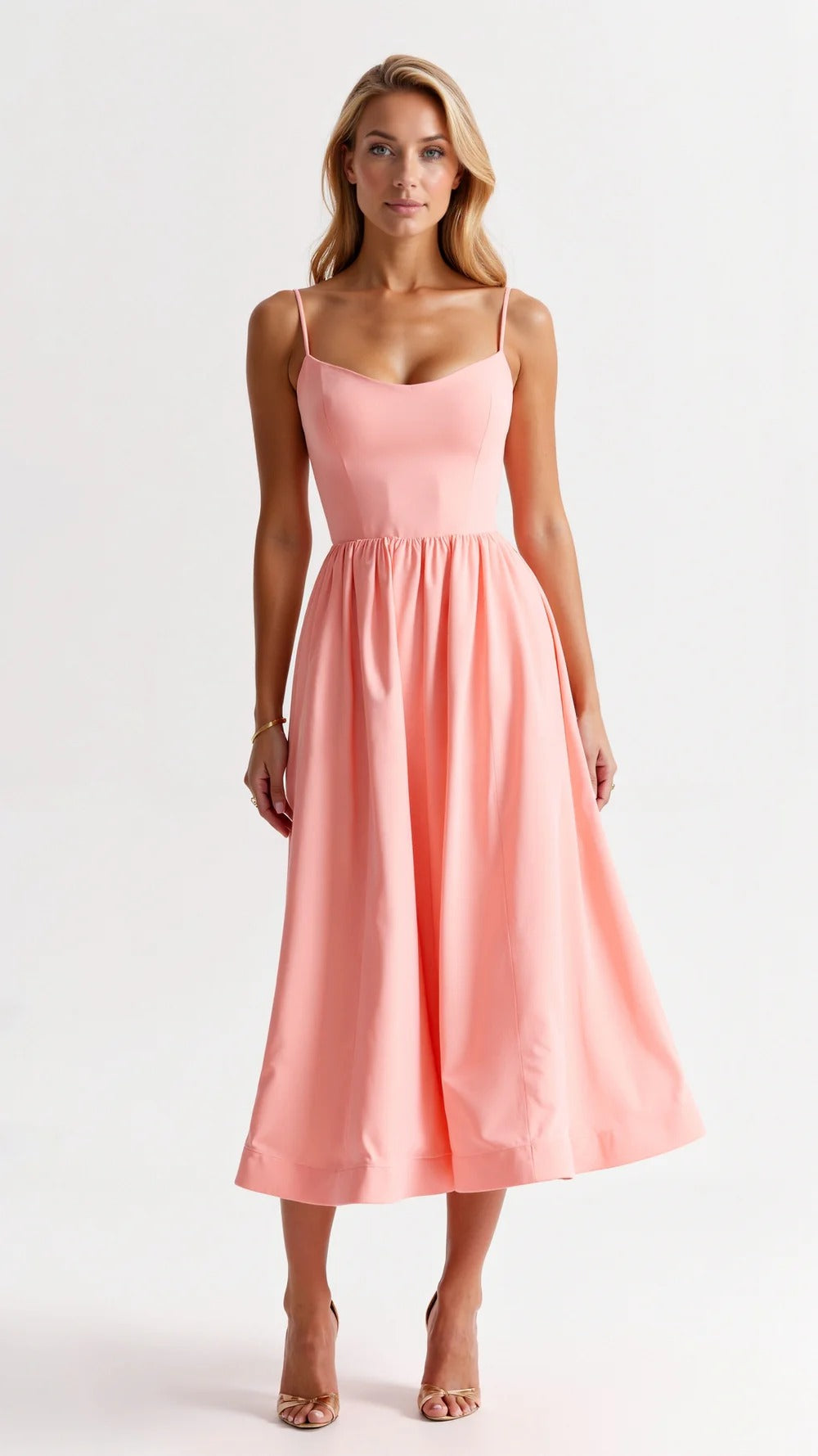 Whimsical Grace Pleated Midi Dress