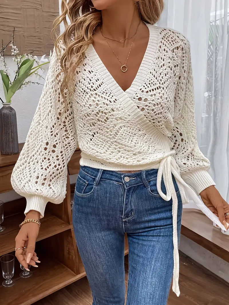 Enchanted Diamond-Knit Wrap Top