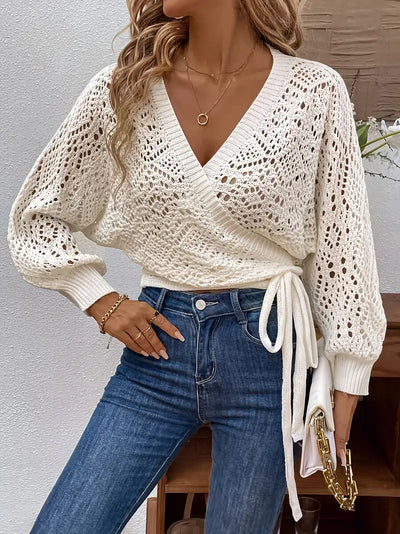 Enchanted Diamond-Knit Wrap Top