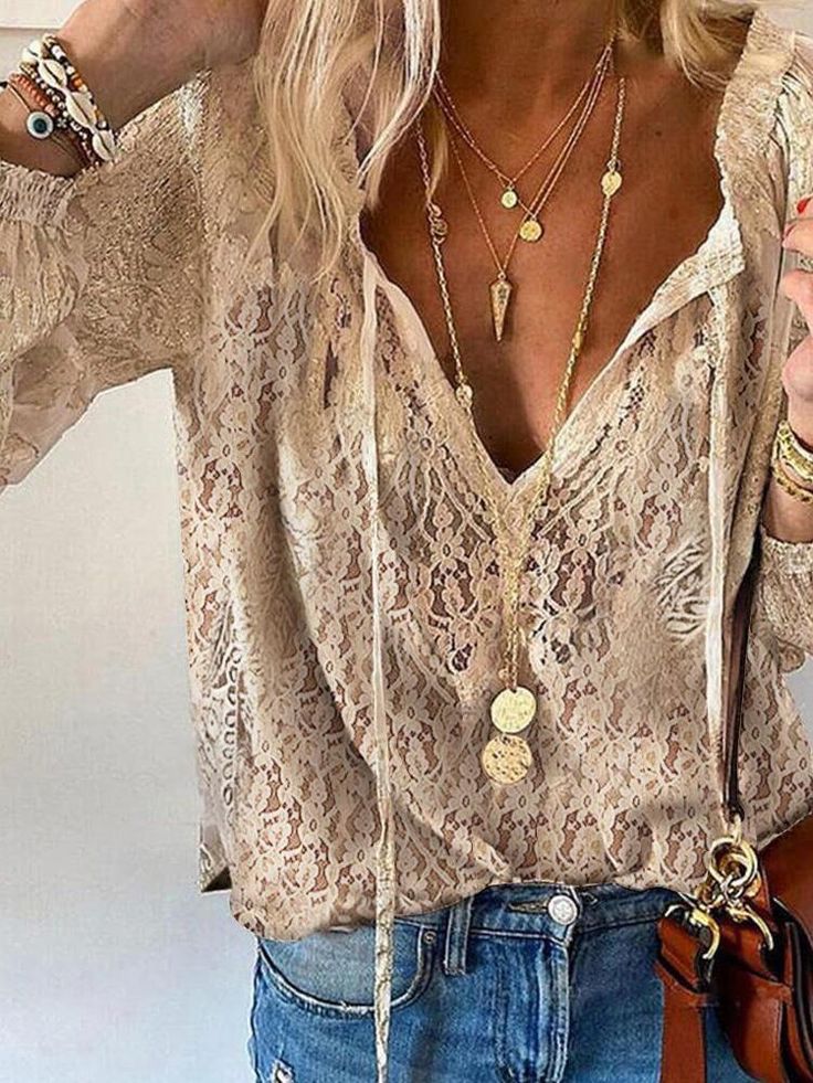 Whispered Allure Lace Detail Blouse