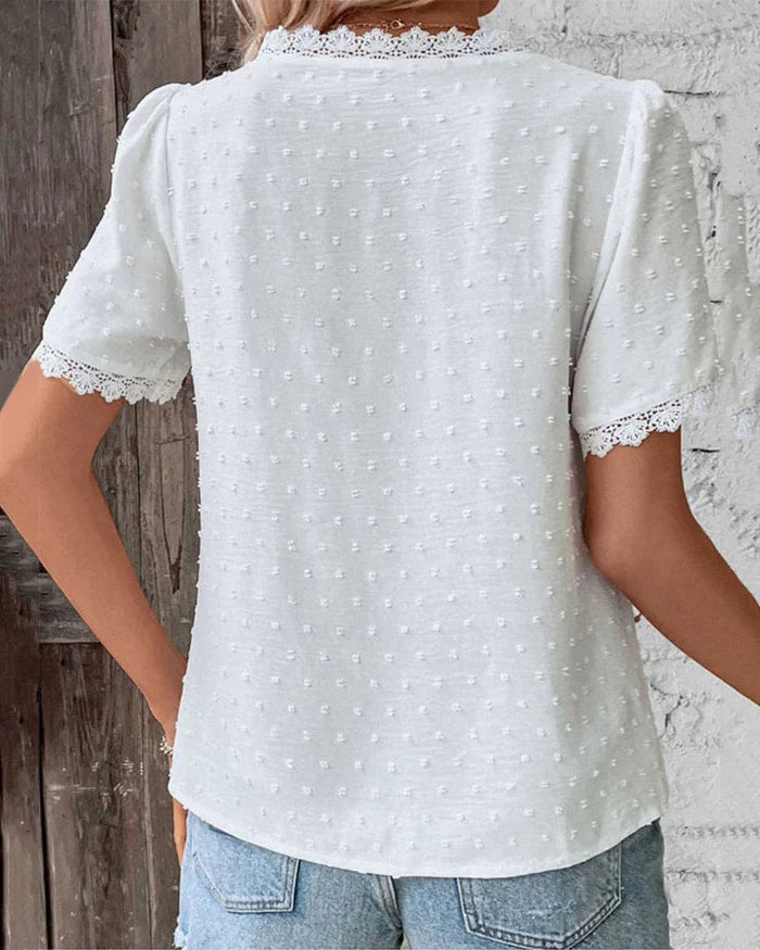 Whispered Charm Lace Trim Blouse