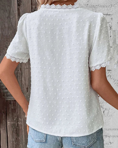 Whispered Charm Lace Trim Blouse