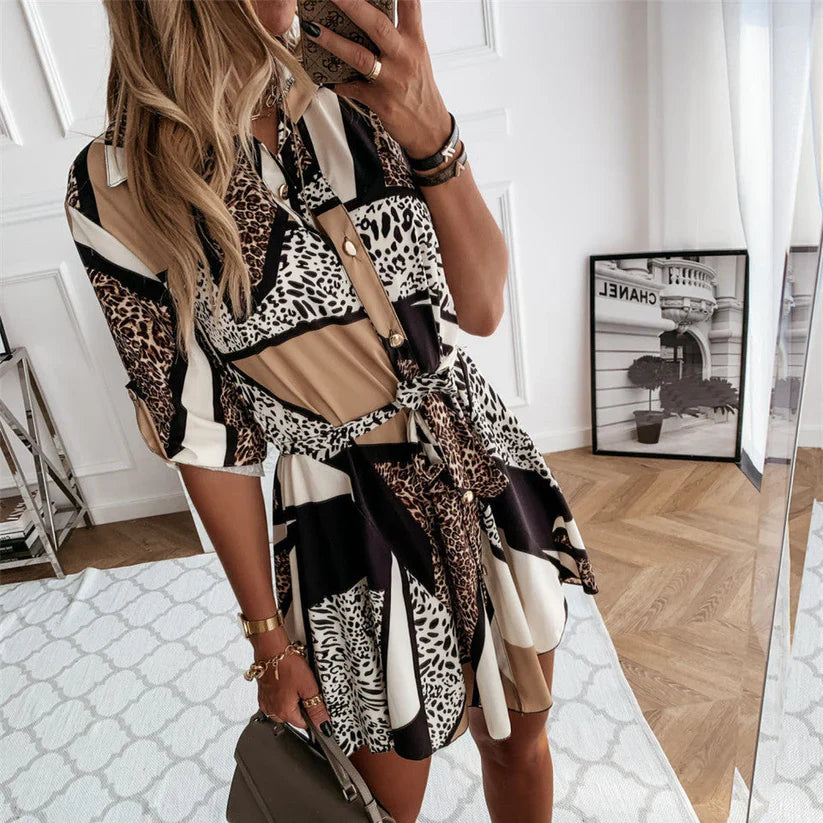 Wild Allure Belted Shirt Dress