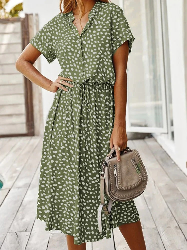 Wild Allure Button-Front Midi Dress
